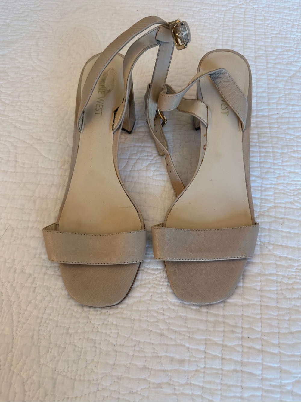 Nine West vintage Neutral Beige Slingback Block Heels